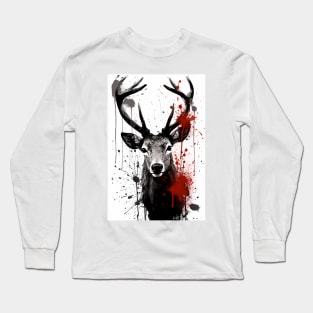 Sika Deer Ink Painting Long Sleeve T-Shirt